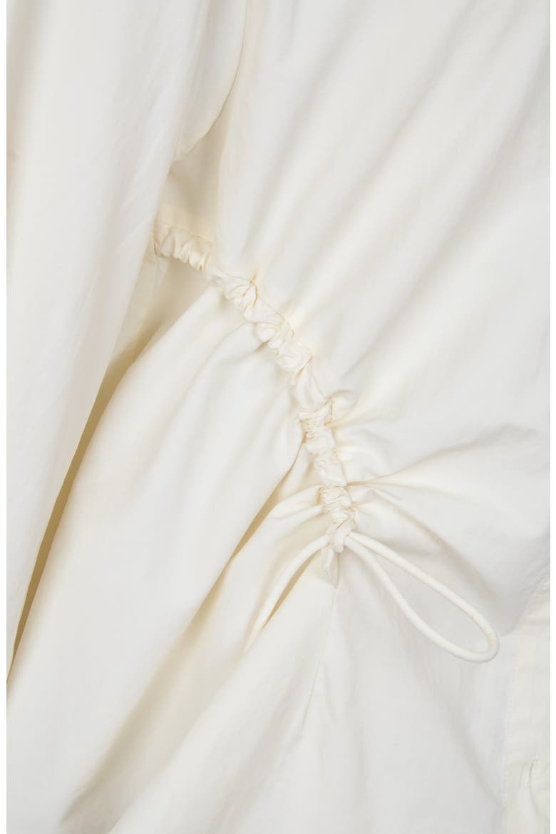 Side Drawstring Detail Button-Up Shirt, Alternate, color, Ivory