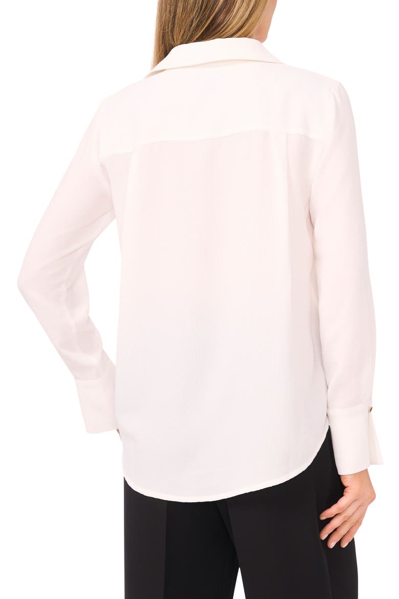 Tonal Stripe Collared Split Neck Top, Alternate, color, NEW IVORY