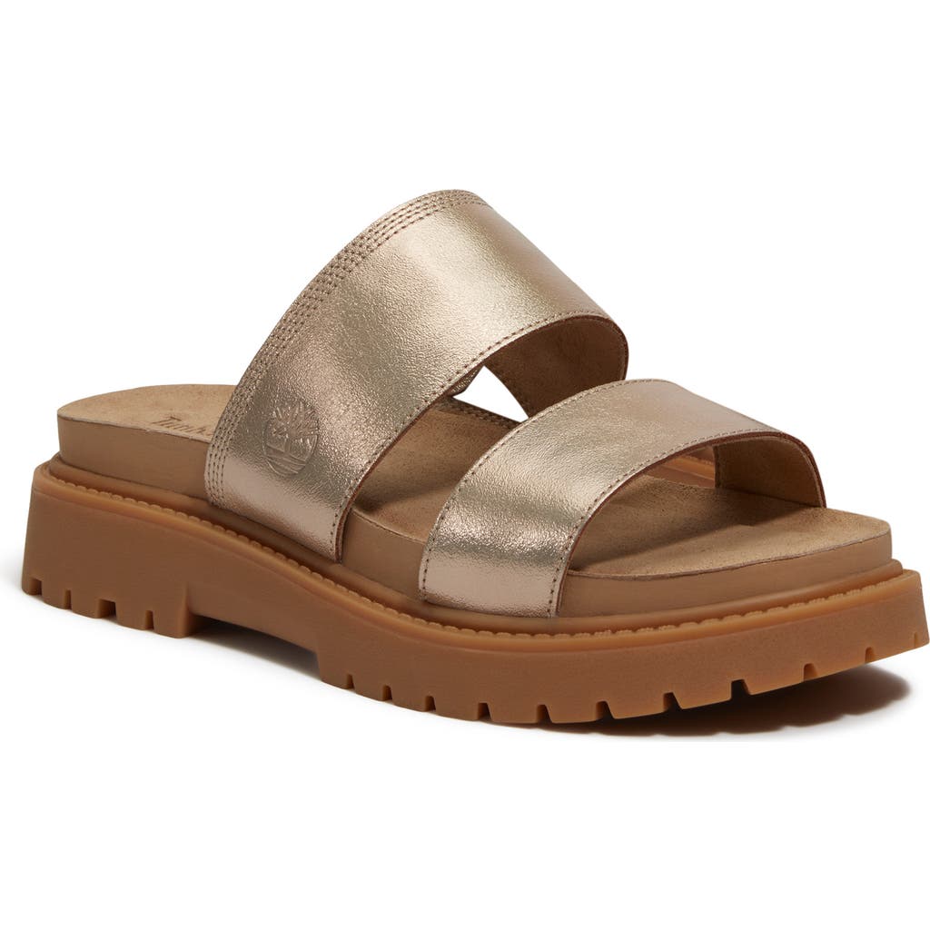 Timberland Clairemont Way Slide Sandal In Gold Metallic