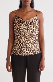 Renee C Leopard Print Satin Camisole