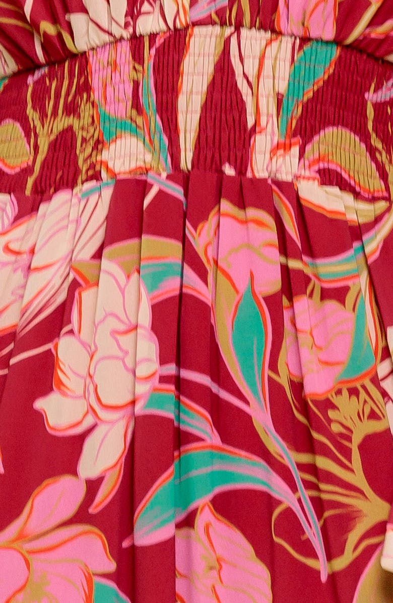 FLYING TOMATO Floral Long Sleeve Maxi Dress, Alternate, color, Berry