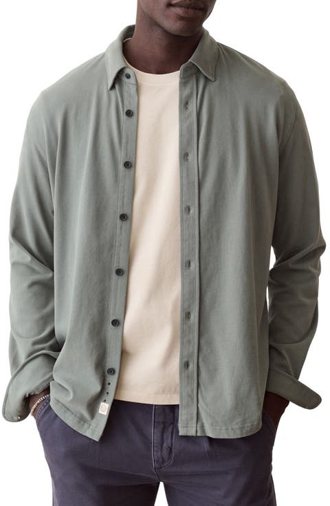 Luxe Jersey Long Sleeve Organic Cotton Button-Up Shirt