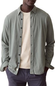 Marine Layer Luxe Jersey Long Sleeve Organic Cotton Button-Up Shirt