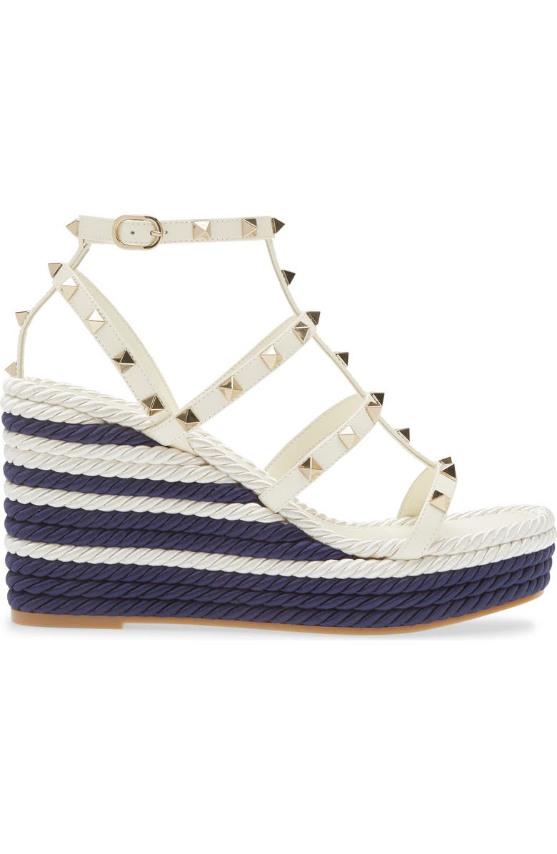 Valentino Garavani Rockstud Espadrille Wedge Sandal, Alternate, color,