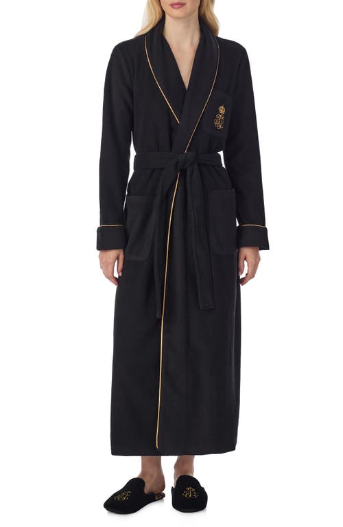 Ralph Lauren Lauren  Monogram Fleece Robe In Blue