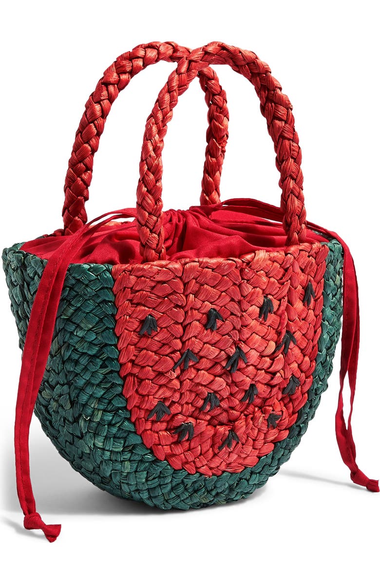 Topshop Sun Melon Straw Mini Tote, Alternate, color,
