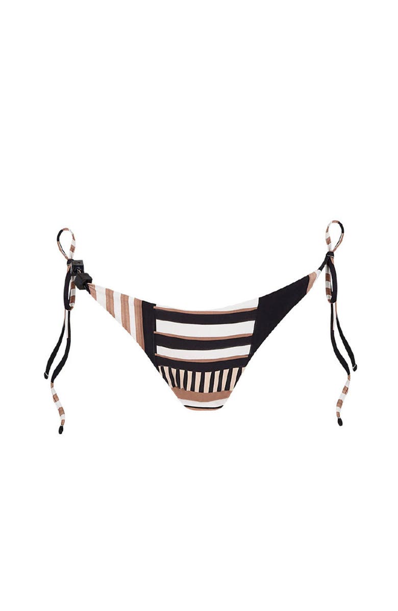 KIBYS Ancestral Lines Print Bora Bora Cheeky Tie Side Bottom, Alternate, color, Black Lines