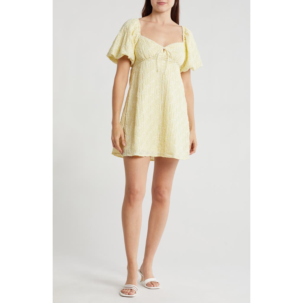 Lush Textured Puff Sleeve Babydoll Dress