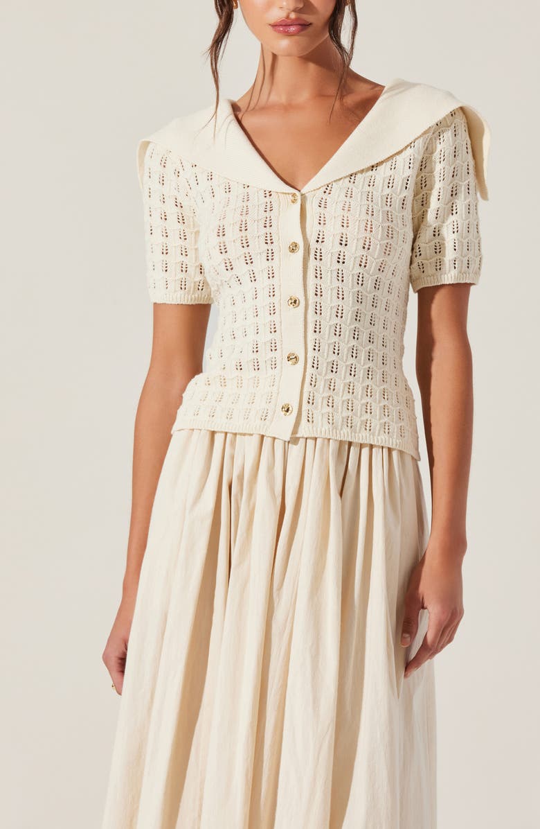 ASTR the Label Analissa Short Sleeve Cardigan, Alternate, color, Cream