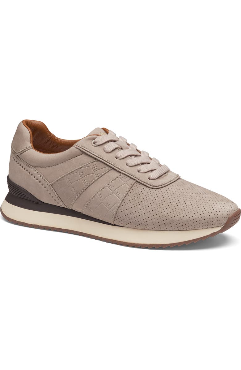 Johnston & Murphy Morgan Sneaker, Main, color, Beige Nubuck/ Croc Embossed