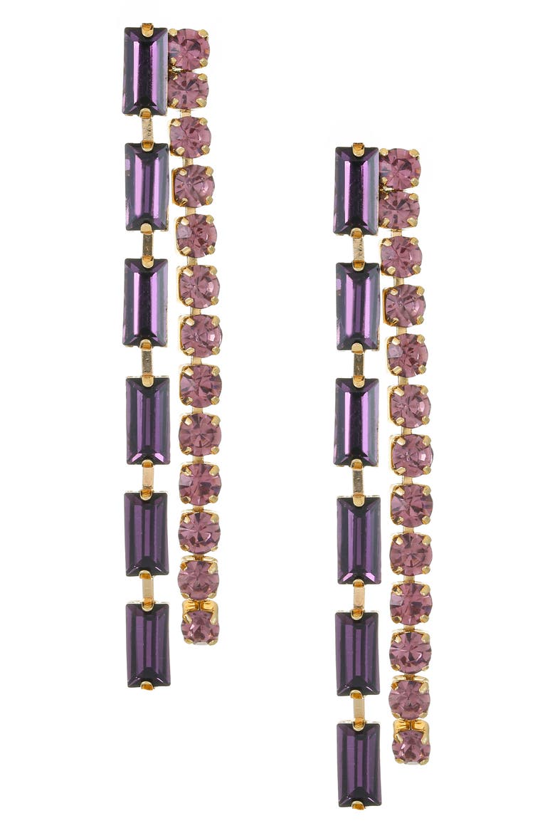 Crystal Linear Drop Earrings, Main, color, PURPLE