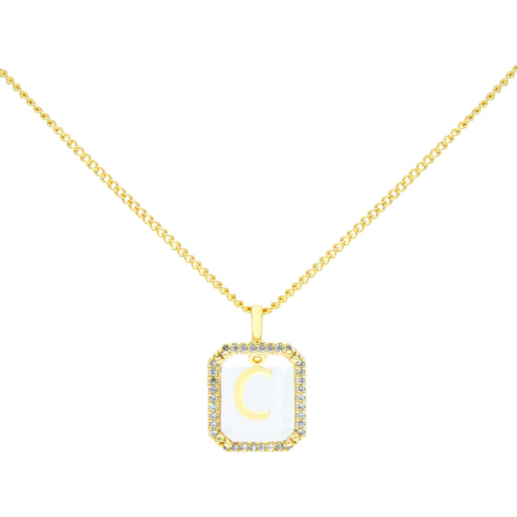 La Meno Crystal Letter Square Pendant Necklace