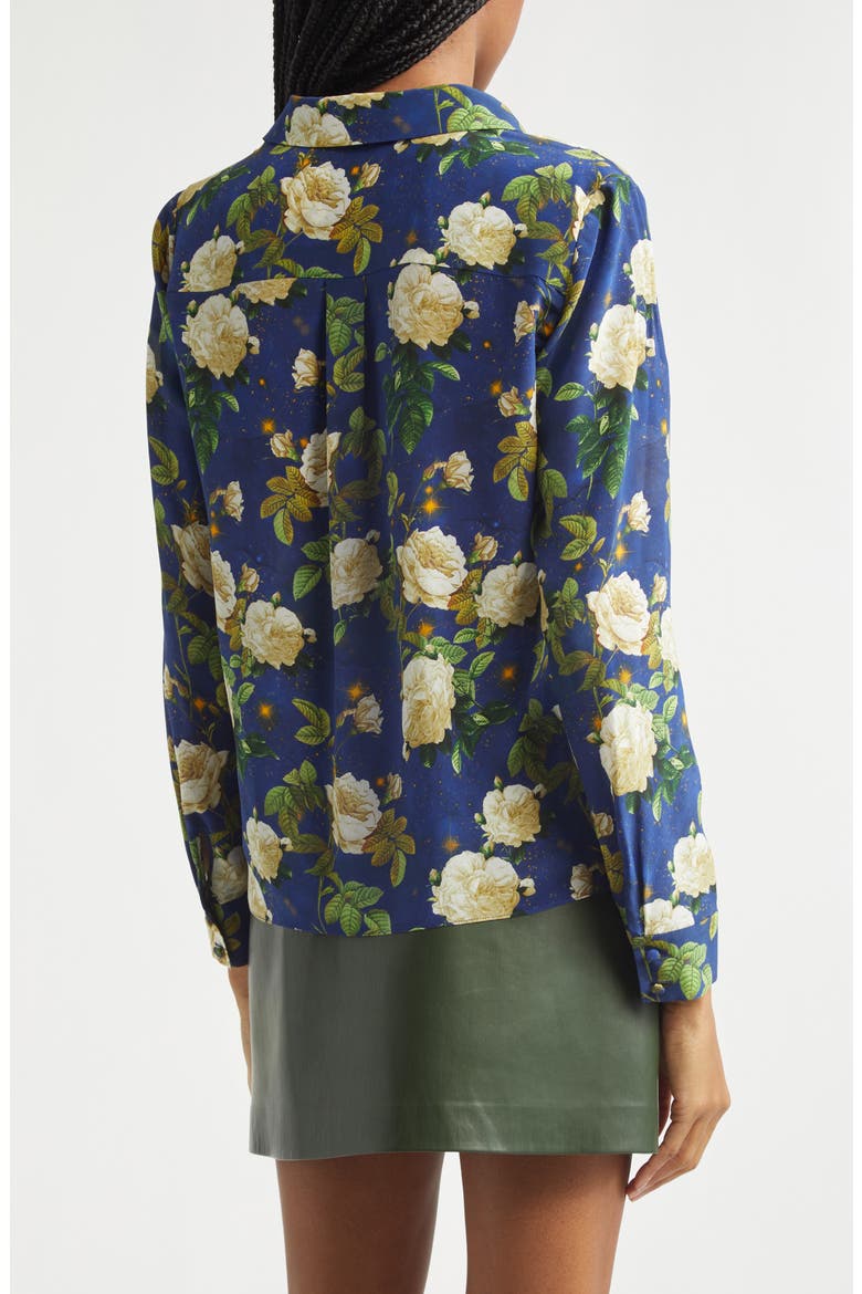 Eloise Floral Silk Button-Up Shirt, Alternate, color, TWILIGHT EDEN