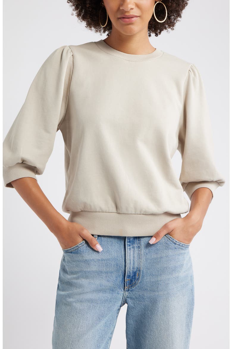 Puff Sleeve Sweatshirt, Main, color, GREY CHATEAU