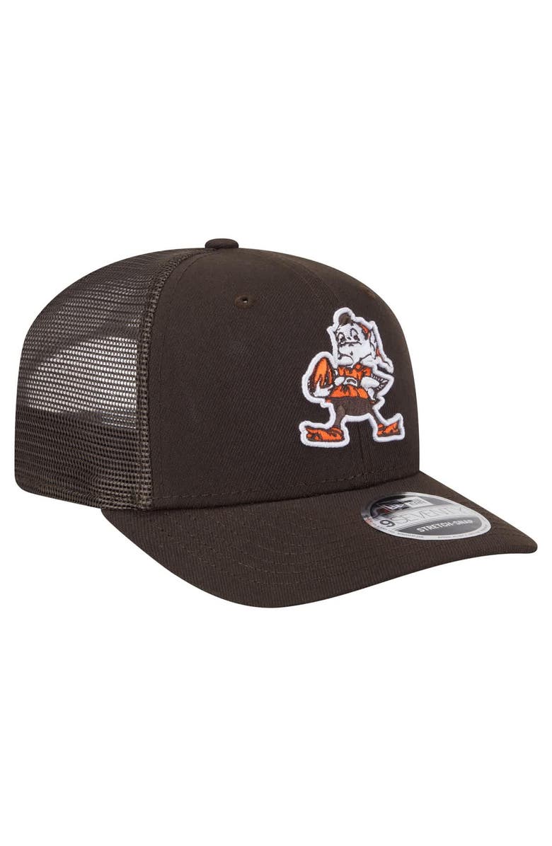 New Era Men's New Era Brown Cleveland Browns Main Trucker 9SEVENTY Stretch-Snap Hat, Alternate, color, 