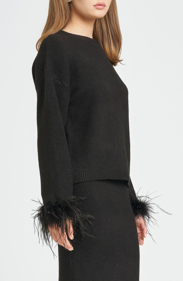 WAYF Sadie Feather Trim Sweater, Alternate, color, 