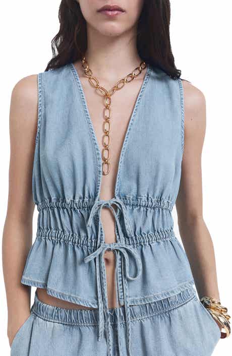 Siros Tie Front Denim Vest