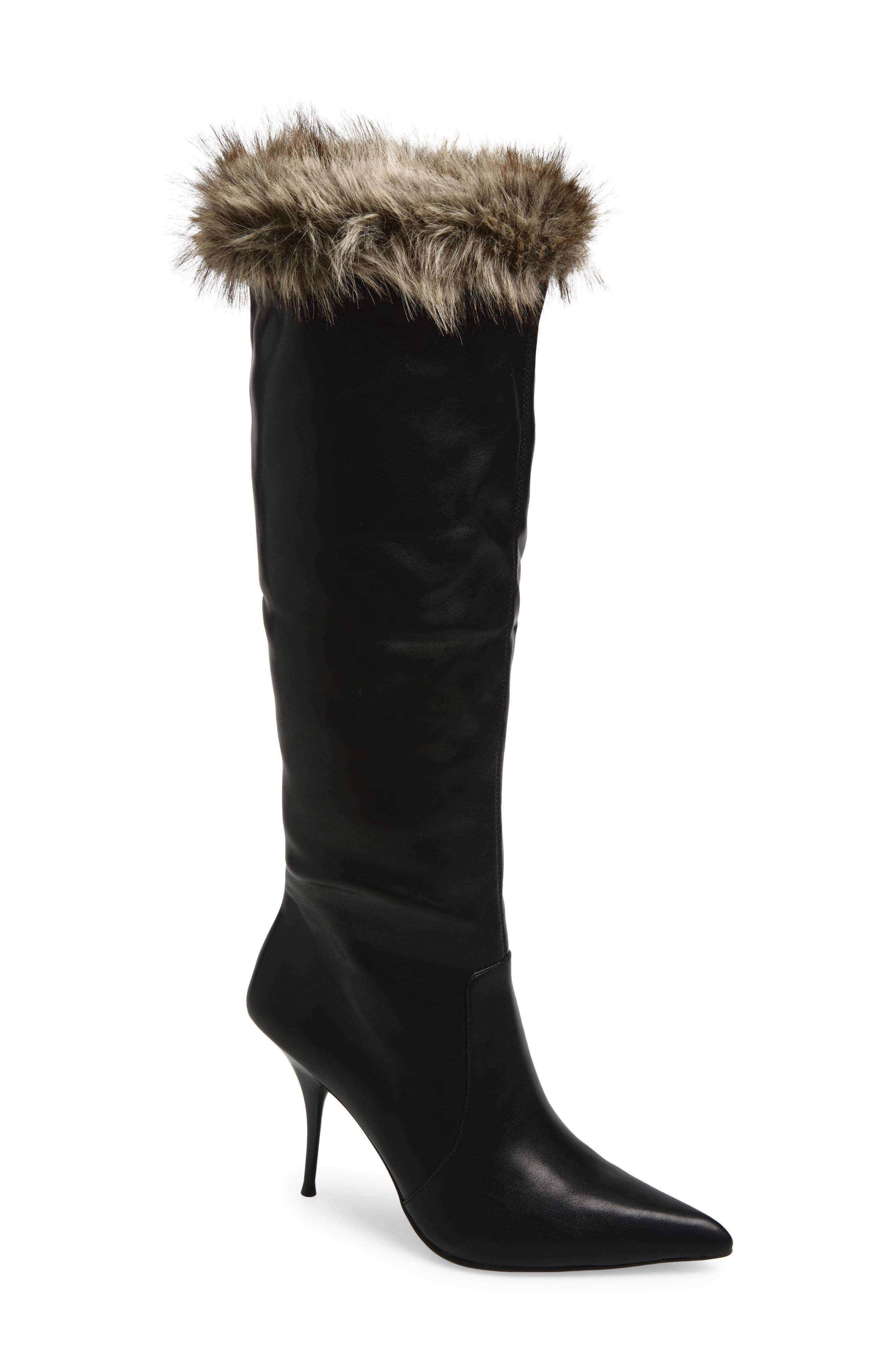 Jeffrey Campbell Thermal Faux Fur Cuff Bootie, Alternate, color, Black Brown Combo