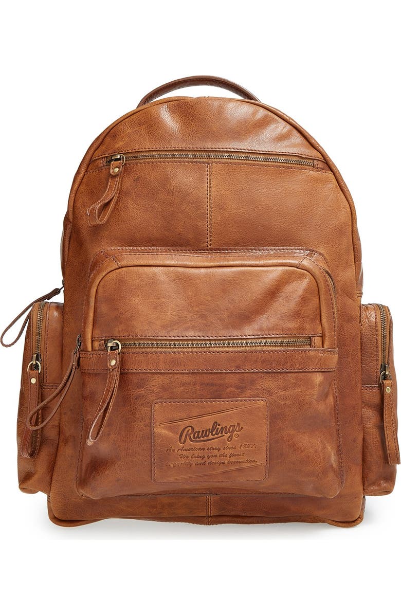 Rawlings <sup>®</sup> 'Rugged' Leather Backpack, Main, color,