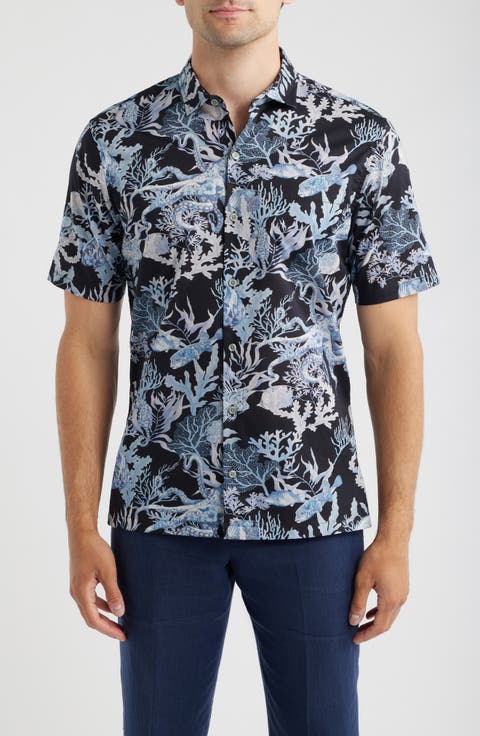 Octopuss Notched Collar Cotton Lawn Shirt