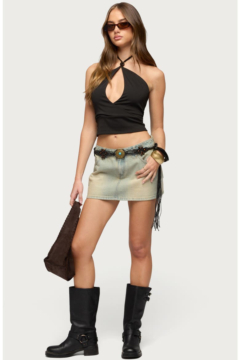 Chiara Denim Miniskirt, Alternate, color, TINTED-DENIM