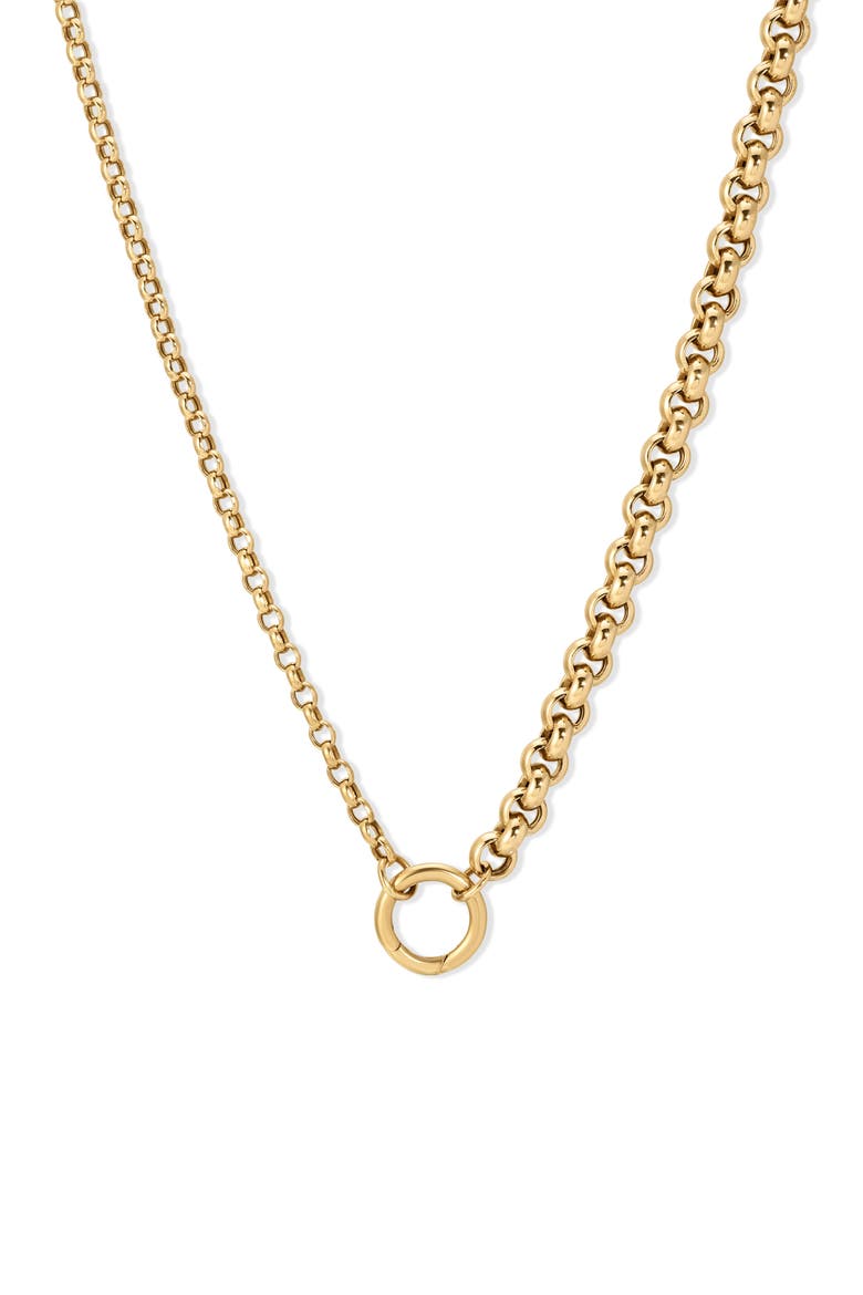 Half & Half 14K Gold Rolo Chain Necklace, Main, color, 14K YELLOW GOLD