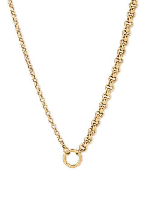 Half & Half 14K Gold Rolo Chain Necklace