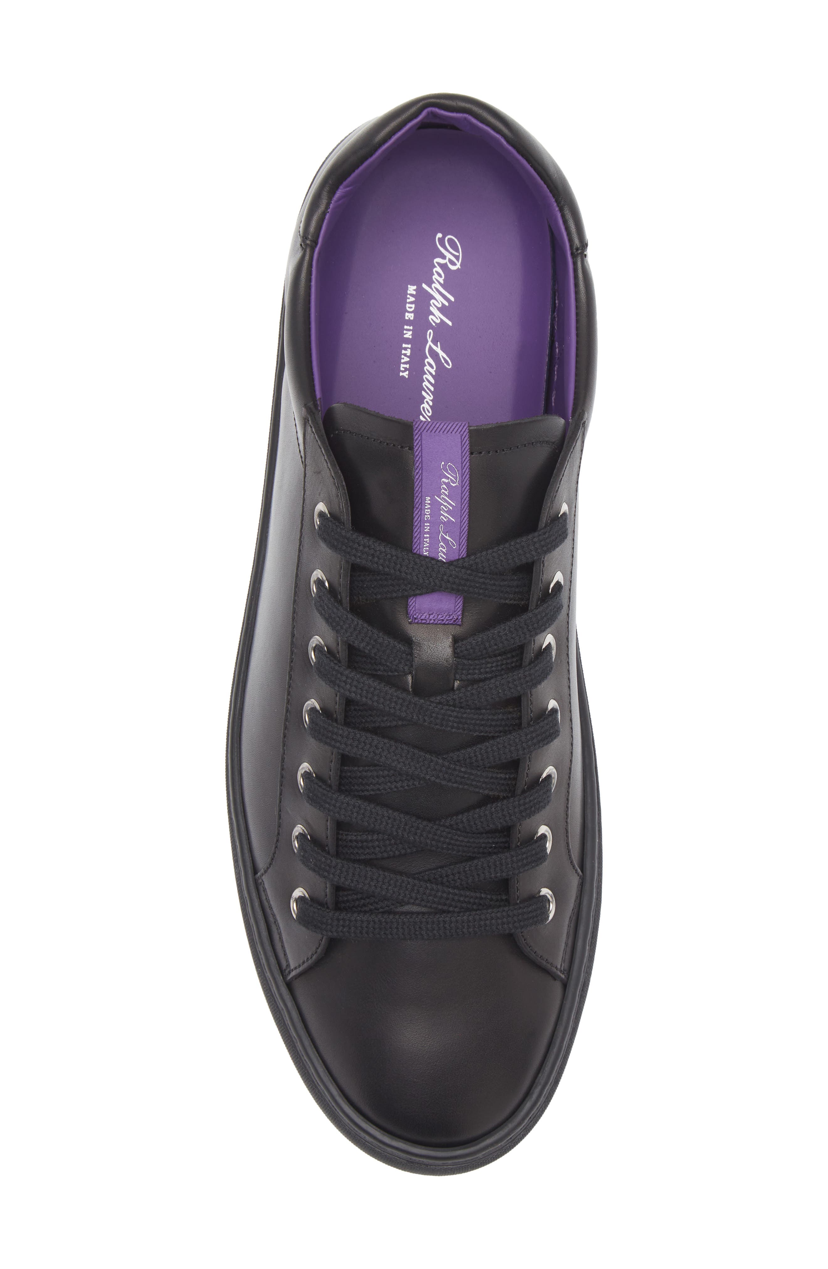 Ralph Lauren Purple Label Severn Calfskin Leather Sneaker, Alternate, color, Black