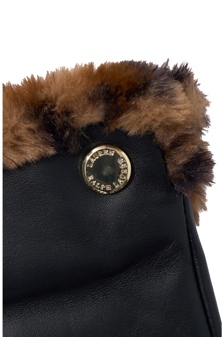 faux fur lined leather touch glove, Alternate, color, abstract/black