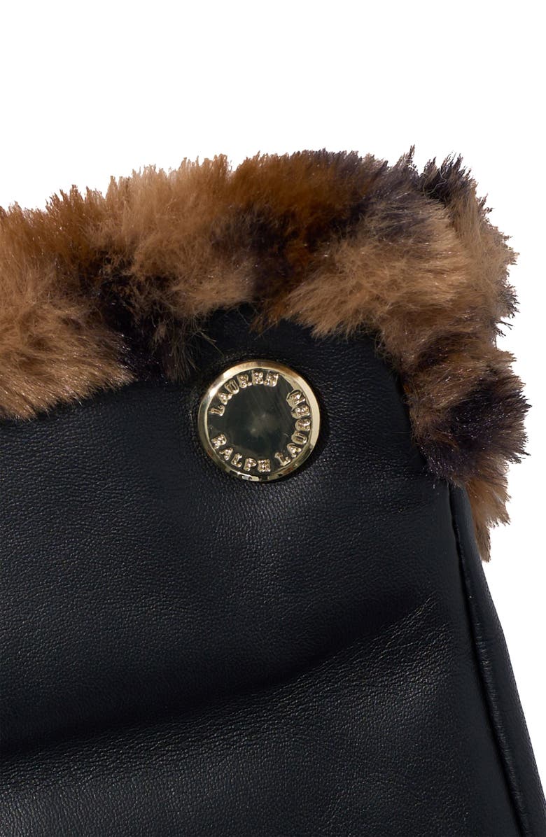 Lauren Ralph Lauren Faux Fur Lined Leather Touch Glove, Alternate, color, Leopard/Black