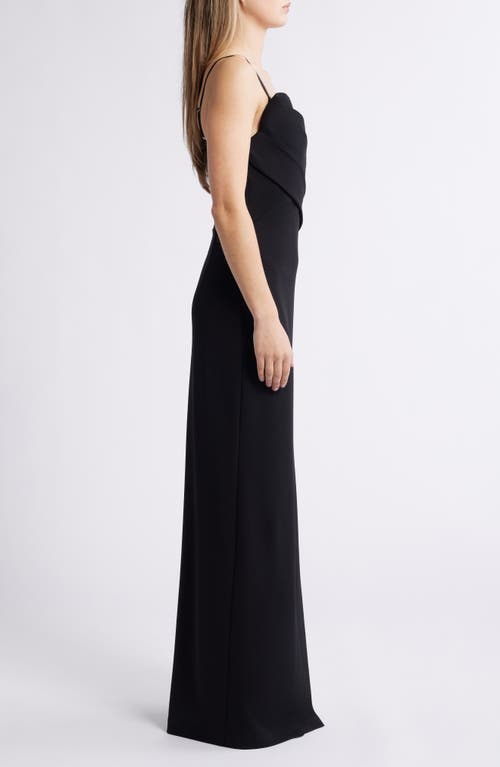 Vince Camuto Drape Neckline Sleeveless Gown In Black