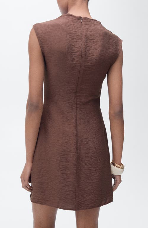 Mango Drape Texture Minidress In Brown