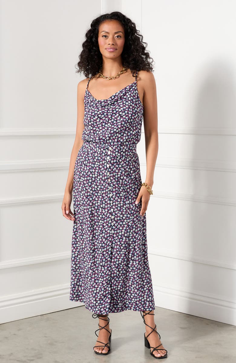 Karen Kane Floral Print Front Button Midi Skirt, Alternate, color,