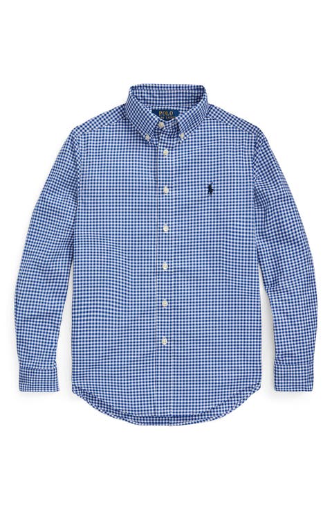 Kids' Gingham Check Cotton Button-Down Shirt