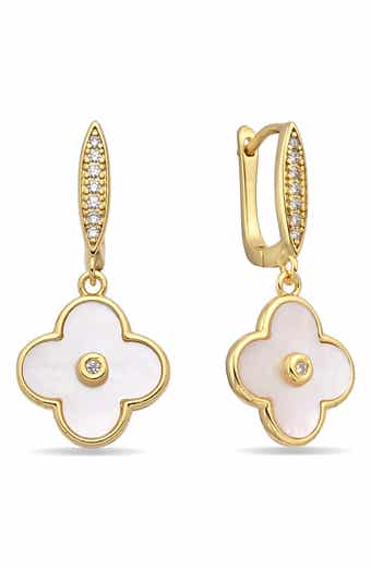 Sophia 18k Gold Plated Cubic Zirconia Clover Drop Earrings
