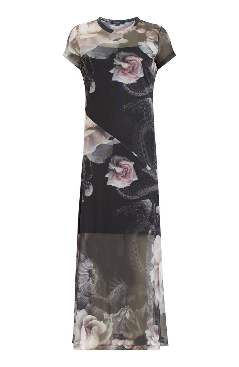 AllSaints Hanna Valley Floral Mesh Midi Dress, Alternate, color,