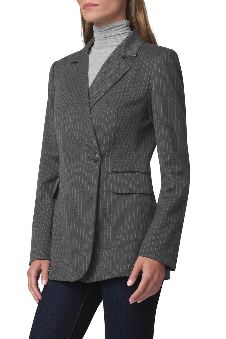 The Mecah Pinstriped Wrap Blazer, Alternate, color, CHARCOAL PINSTRIPE