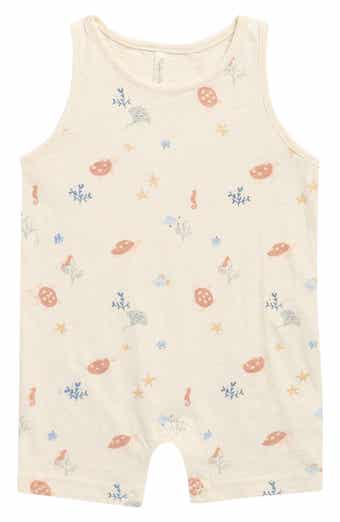 Aquatic Print Sleeveless Cotton Romper