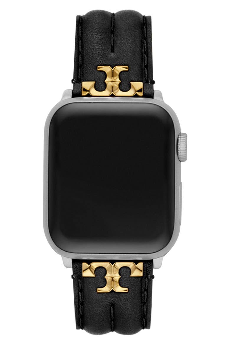 The Kira Leather 20mm Apple Watch® Watchband, Alternate, color, BLACK