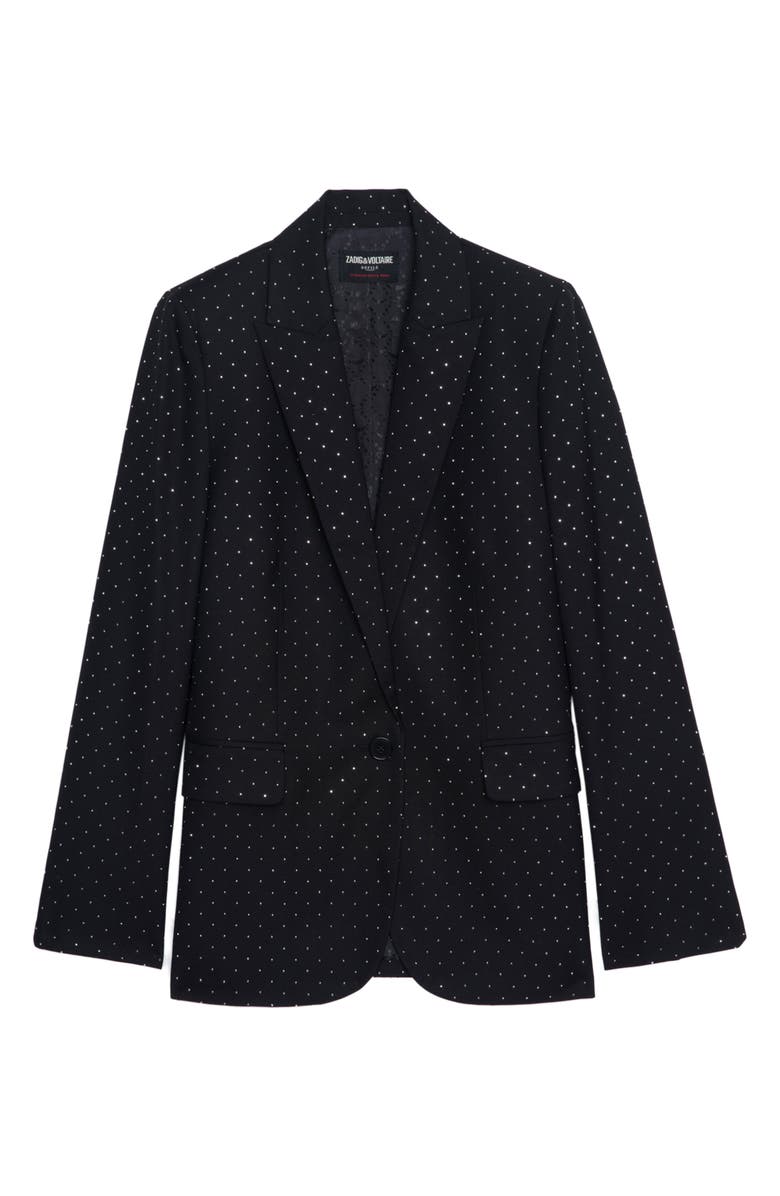Zadig & Voltaire Valse Diamanté Single Breasted Crepe Blazer, Alternate, color, 