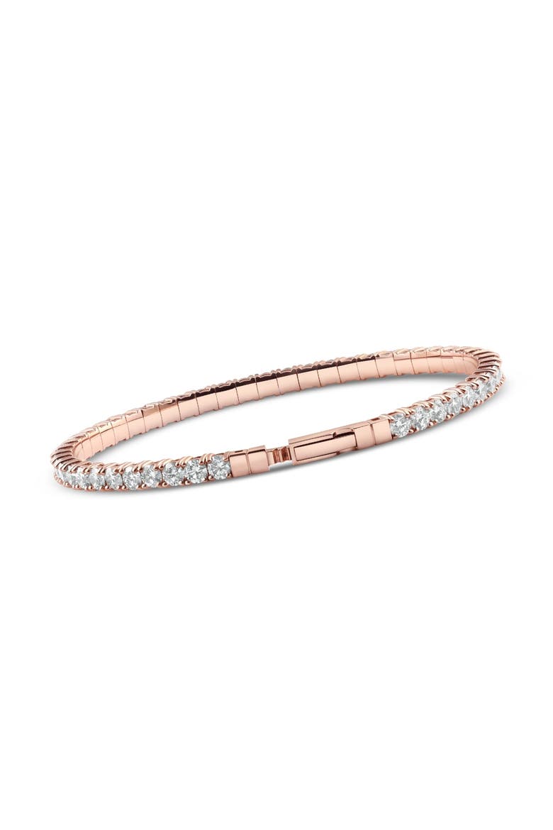 2 - 10Ct TW Flexible Diamond Bangle Tennis Bracelet Lab Grown 14k Gold, Alternate, color, Rose Gold - 7Ct