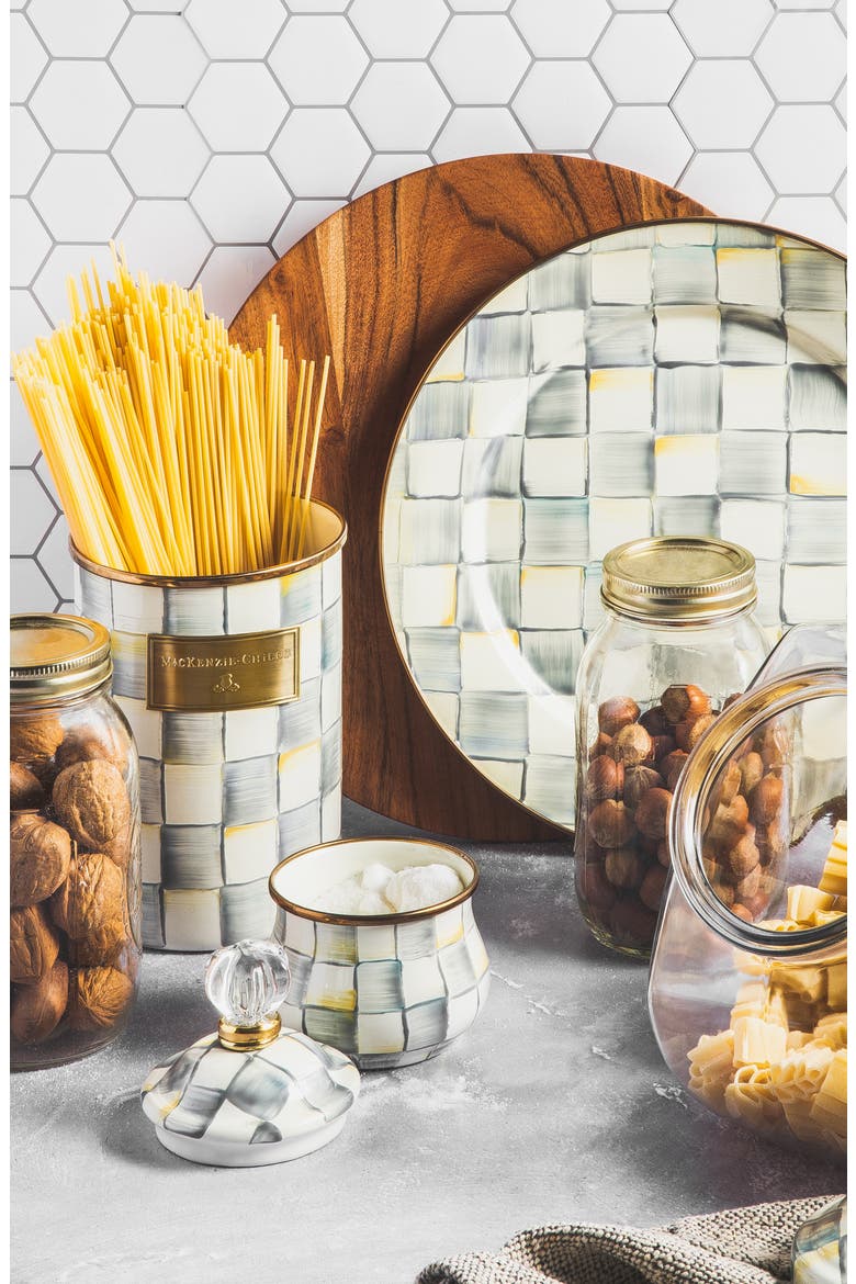 Sterling Check Utensil Holder, Alternate, color, GREY/ WHITE