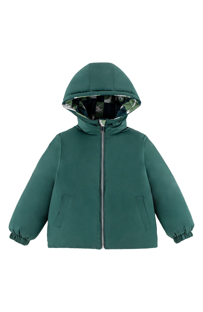 CALONIE Kids' Alex Reversible Down Hooded Puffer Jacket, Alternate, color, Olive