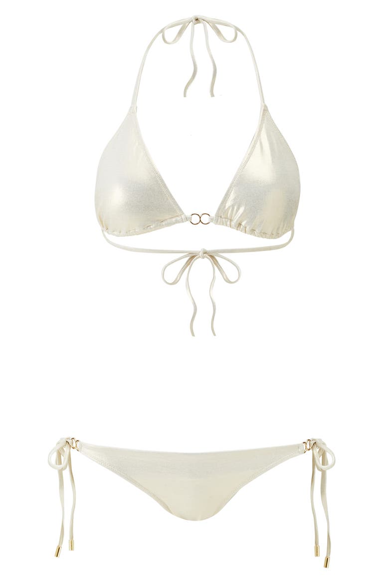 Costa Foil Triangle Bikini Top, Alternate, color, GOLD
