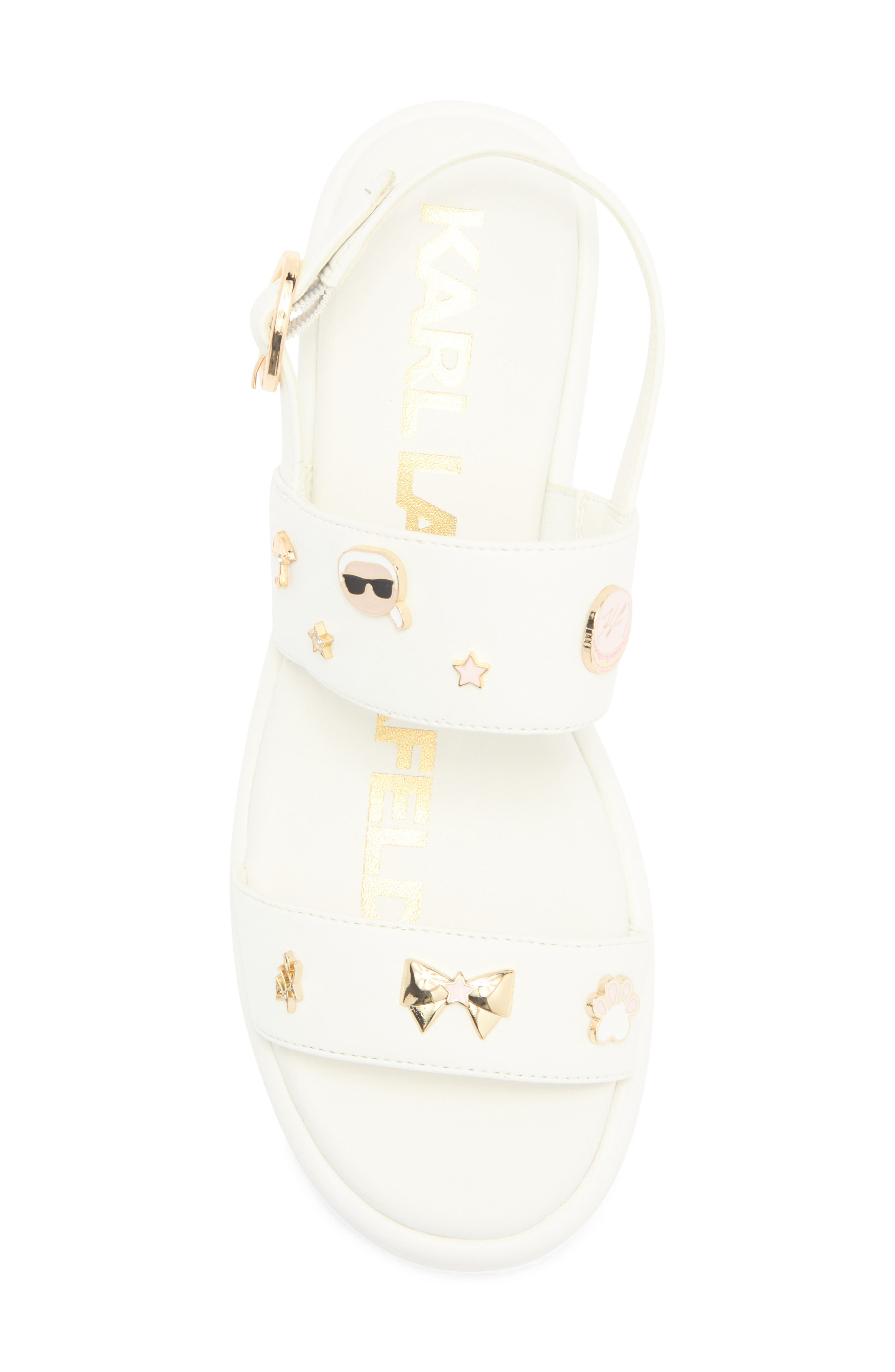 KARL LAGERFELD PARIS Cleome Slingback Platform Wedge Sandal, Alternate, color, Bright White