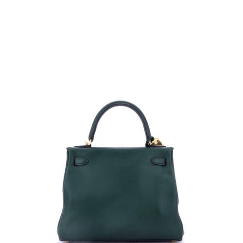 Pre-owned Hermes  Hermes Kelly Handbag Green Swift With Gold Hardware 25