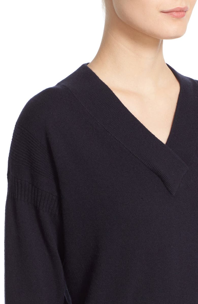 Burberry Brit Check Print Cuff V-Neck Cashmere Blend Sweater, Alternate, color, 