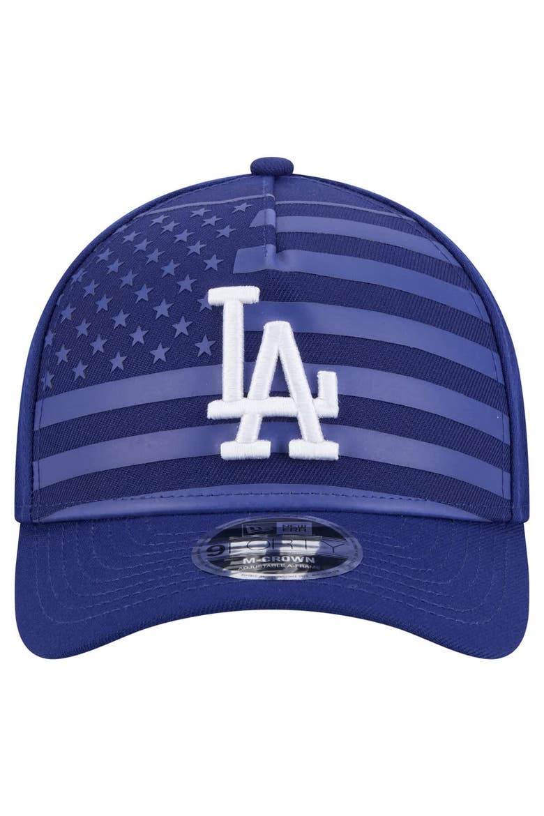 Men's New Era Royal Los Angeles Dodgers American Flag 9FORTY M-Crown A-Frame Adjustable Hat, Alternate, color, Royal