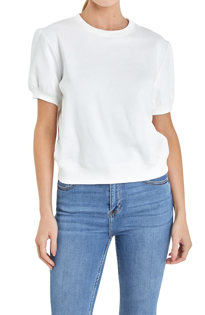 English Factory Short Sleeve French Terry Sweatshirt, Alternate, color, White