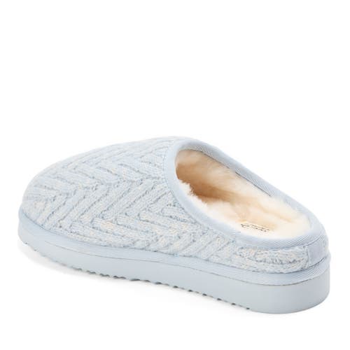 Dearfoams Fireside Greta Genuine Shearling Knit Clog Slipper In Blue